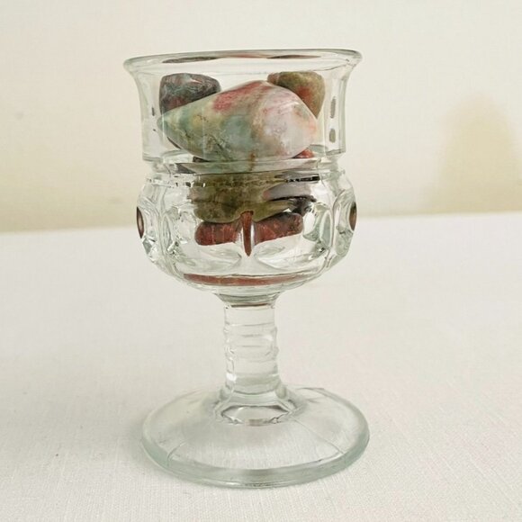 Earthy Stone Energy Set with Glass Goblet Display 3.5 inches high - Picture 6 of 11